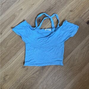 Heart & Hips Sky Blue Crop Ruffled Strappy Tank Top Blouse S